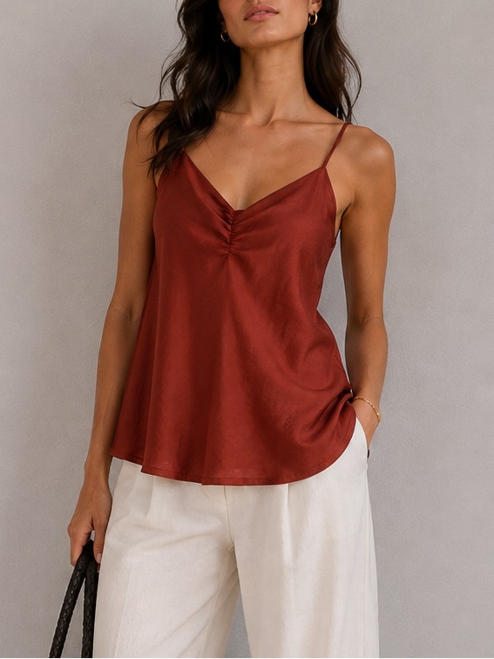 Capulet rust satin tank top
